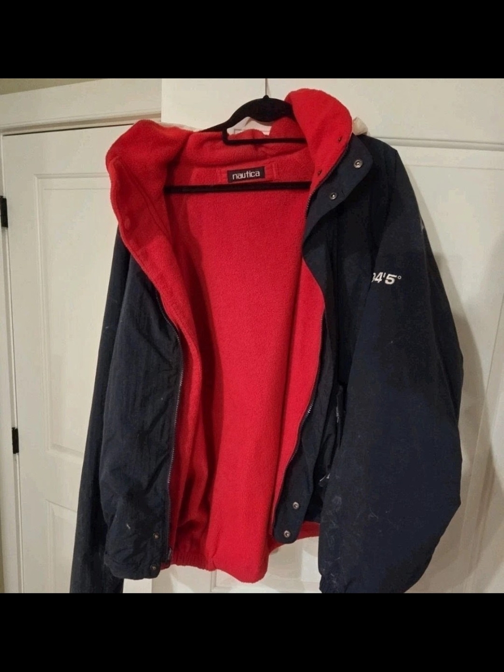 Vintage 90s Nautica Reversible Sailing Jacket Mens XXL Red Fleece Windbreaker
